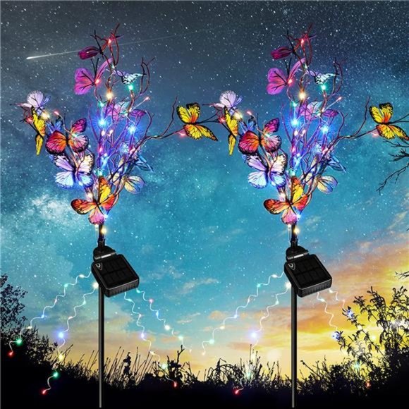 Solar Garden Lights Solar Outdoor Butterfly Lights Waterproof Decorative - Picture 1 of 7